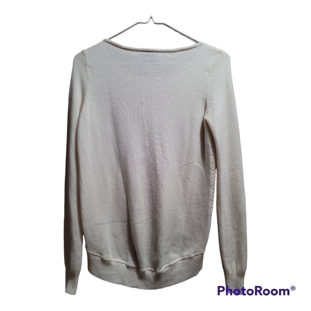 Theory Raffina Cashmere Lightweight Sweater P 00-0 Textured Cream - Picture 2 of 7